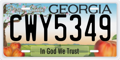 GA license plate CWY5349