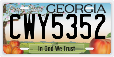 GA license plate CWY5352