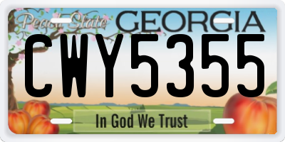 GA license plate CWY5355