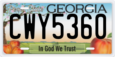 GA license plate CWY5360