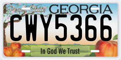 GA license plate CWY5366
