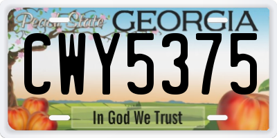 GA license plate CWY5375