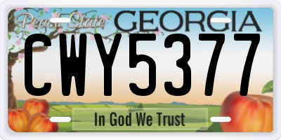 GA license plate CWY5377
