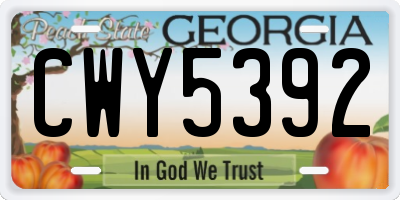 GA license plate CWY5392