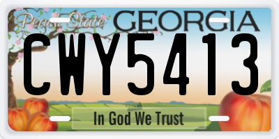 GA license plate CWY5413