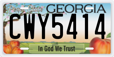 GA license plate CWY5414