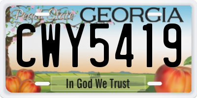 GA license plate CWY5419