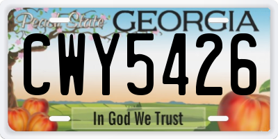 GA license plate CWY5426