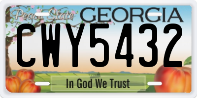 GA license plate CWY5432