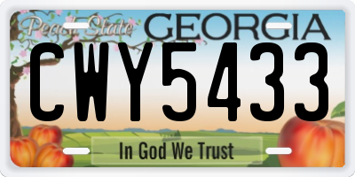 GA license plate CWY5433