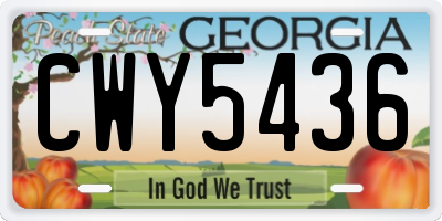 GA license plate CWY5436