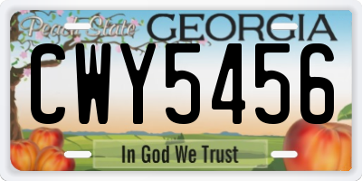 GA license plate CWY5456
