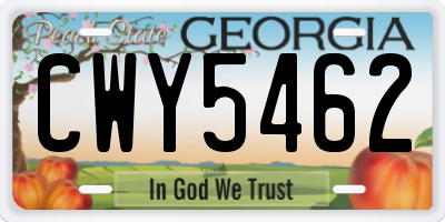 GA license plate CWY5462