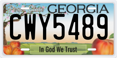 GA license plate CWY5489