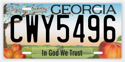 GA license plate CWY5496