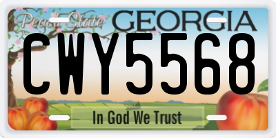 GA license plate CWY5568