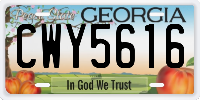 GA license plate CWY5616