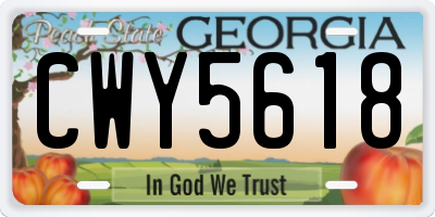GA license plate CWY5618