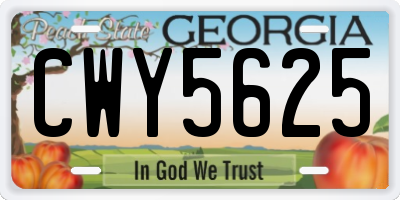 GA license plate CWY5625