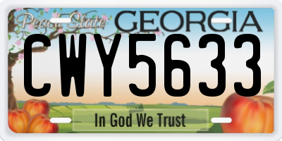 GA license plate CWY5633