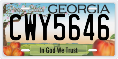 GA license plate CWY5646