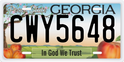 GA license plate CWY5648