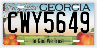 GA license plate CWY5649