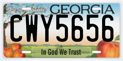 GA license plate CWY5656