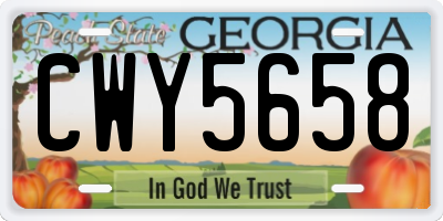 GA license plate CWY5658
