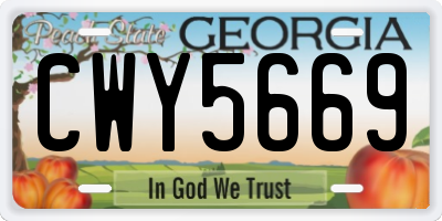GA license plate CWY5669