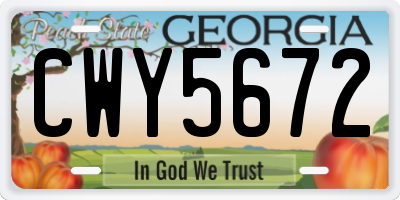 GA license plate CWY5672