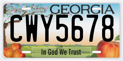 GA license plate CWY5678