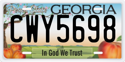 GA license plate CWY5698
