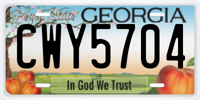 GA license plate CWY5704