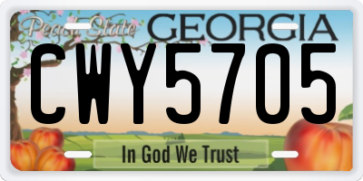 GA license plate CWY5705