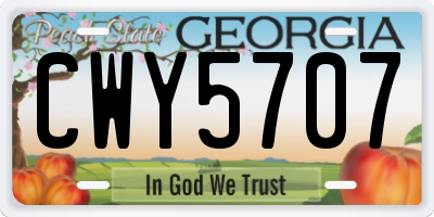 GA license plate CWY5707