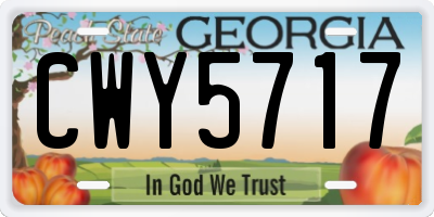 GA license plate CWY5717