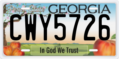 GA license plate CWY5726