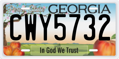 GA license plate CWY5732