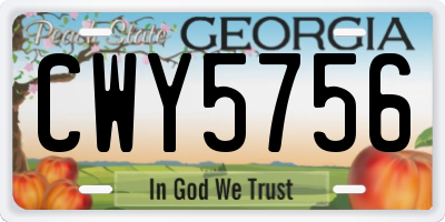 GA license plate CWY5756