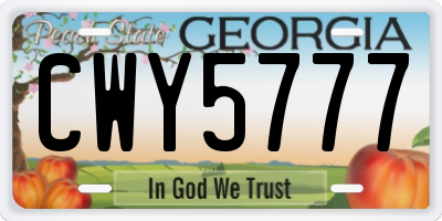 GA license plate CWY5777