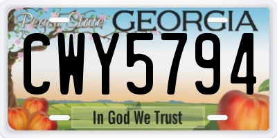 GA license plate CWY5794