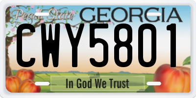 GA license plate CWY5801