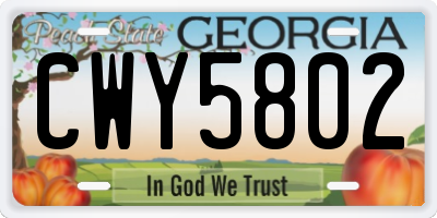 GA license plate CWY5802