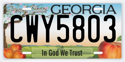 GA license plate CWY5803