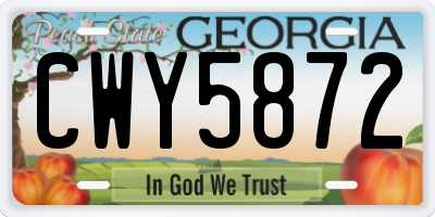 GA license plate CWY5872
