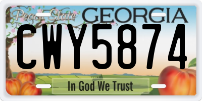 GA license plate CWY5874