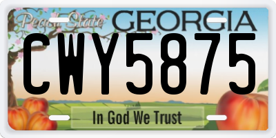 GA license plate CWY5875