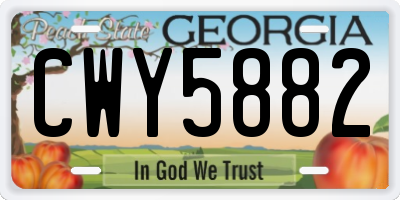 GA license plate CWY5882