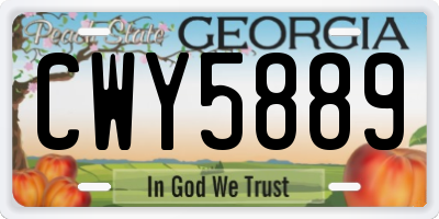 GA license plate CWY5889